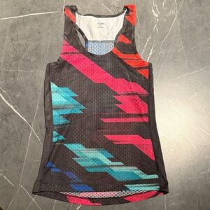 Rapha Black Tank Top with Red and Blue Patterns